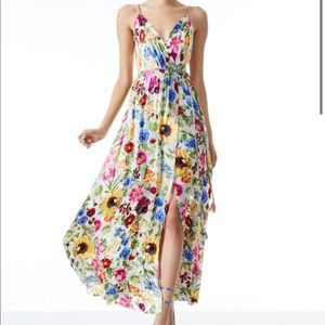 Alice + Olivia Samantha Wrap Belted Maxi Dress in Sunday Stroll, Size 8 NWT